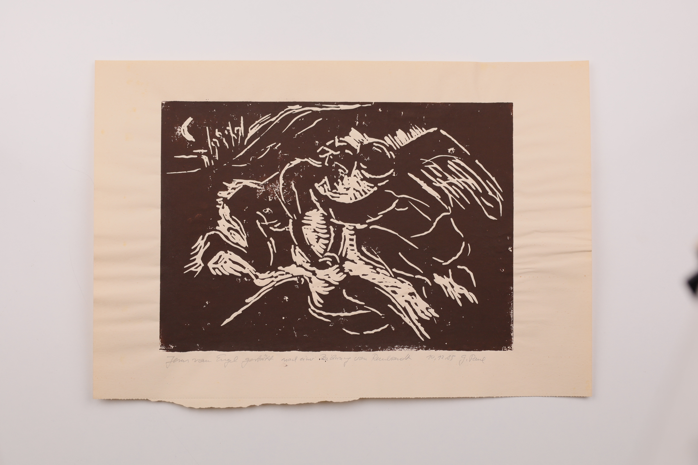 Jesus vom Engel gestärkt nach einer Zeichnung von Rembrandt